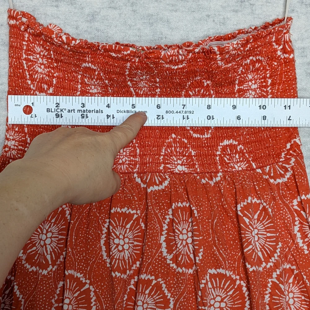 Velvet by Graham & Spencer Bandeau Strapless Orange Cotton Silk Maxi Dress Sz M - Picture 6 of 11